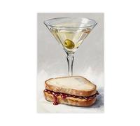 Martini And Peanut Butter Jelly Sandwich Canvas Poster Bedroom Decor Landscape Office Room Decor Gift 20x30inch(50x75cm)