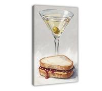Martini And Peanut Butter Jelly Sandwich Canvas Poster Wall Art Decor Print Picture Paintings for Living Room Bedroom Decoration 16x24inch(40x60cm)
