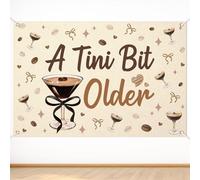 Martini Birthday Backdrop, 150x100cm/4.92x3.28 Feet Espresso Martini Party Banner Decorations Funny Bar Backdrop Bachelorette Party Decor for Birthday (A Tini Bit Older)