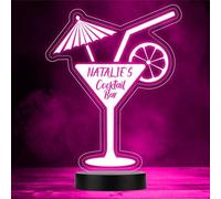 Martini Cocktail Glass Umbrella Home Bar Man Cave Colour Change Night Light | Personalised Gift For Home, Lamp Room Décor | Kids & Adults Night Lights With Name | Personalised Gift For Bedroom |