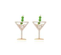 Martini Earrings for Women Martini Wine Glass Dangle Earrings Sparkly Martini Glass Crystal Earrings Wine Bottle Earrings Rhinestone Beads Martini Glass Earrings New Year Jewelry Christmas Gifts, Zinc