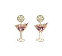 Martini Earrings for Women Martini Wine Glass Dangle Earrings Sparkly Martini Glass Crystal Earrings Wine Bottle Earrings Rhinestone Beads Martini Glass Earrings New Year Jewelry Christmas Gifts,