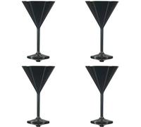 Martini Glass Black - Reusable Polycarbonate Plastic - 199ml/7oz - Pack of 4