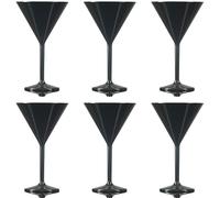 Martini Glass Black - Reusable Polycarbonate Plastic - 199ml/7oz - Pack of 6
