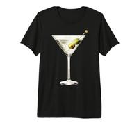 Martini Glass Green Olive Bartender Vodka Gin Cocktail Drink Premium T-Shirt
