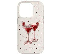 Martini Glass Pink Olive Bartender And Hearts Cocktail Beige Case for iPhone 14 Pro