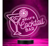 Martini Glass Round Cocktail Home Bar Man Cave Gift Colour Change Night Light | Personalised Gift For Home, Lamp Room Décor | Kids & Adults Night Lights With Name | Personalised Gift For Bedroom |