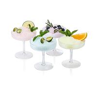 Martini Glass Set of 4 Elegant Crystal Coupe Glasses Ribbed Design Colorful Glassware Cocktail Colored Glassware for Champagne and Cocktails (4pcs)
