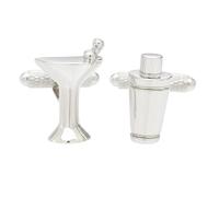 Martini Glass & Shaker Cufflinks - Onyx Art CK237 Wedding Novelty Gift Cuffs In Premier Life Packaging