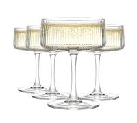 Martini Glasses Set of 4, 240ml Cup Ribbed Glass Set, Vintage Martini Glasses Classic Cocktail Glassware, Bar Drinks Perfect for Champagne Wine Cocktails