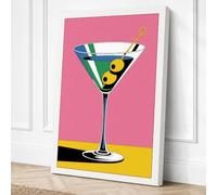 Martini in Pink & Gold Retro Canvas Wall Art Print 24x16 Inch (61 x 41 cm)