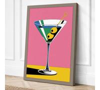 Martini in Pink & Gold Retro Canvas Wall Art Print 30x20 Inch (76 x 51 cm)