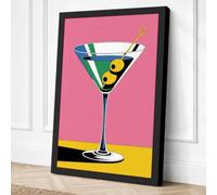 Martini in Pink & Gold Retro Canvas Wall Art Print 36x24 Inch (91 x 61 cm)