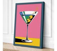 Martini in Pink & Gold Retro Canvas Wall Art Print 36x24 Inch | Ready to Hang, Gallery Wrapped, Fade-Resistant Inks, Securely Packaged, UK Made
