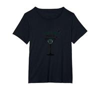 Martini Magic: Enchanting Cocktail Sparkle T-Shirt, Women's Plus, Black, 1X