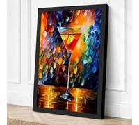 Martini on Fire Modern Canvas Wall Art Print 36x24 Inch (91 x 61 cm)