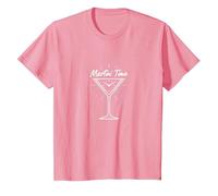 Martini Time Cocktail Hour Happy Hour Celebration T-Shirt, Kids, Pink, 12 Years