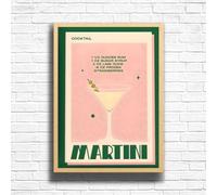 Martini - Vintage Cocktail Print, Home Bar Art Display - Retro Bar Decor for Home, Kitchen, Lounge - Ideal Poster for Cocktail Lovers, A4 A3 Home Decoration Wall Art Deco (A3 Framed (Oak))