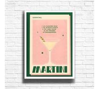 Martini - Vintage Cocktail Print, Home Bar Art Display - Retro Bar Decor for Home, Kitchen, Lounge - Ideal Poster for Cocktail Lovers, A4 A3 Home Decoration Wall Art Deco (A3 Framed (White))