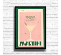 Martini - Vintage Cocktail Print, Home Bar Art Display - Retro Bar Decor for Home, Kitchen, Lounge - Ideal Poster for Cocktail Lovers, A4 A3 Home Decoration Wall Art Deco (A3 Framed (Black))