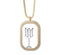 Martini With Its Cup Art Deco Fashion Necklace Pendant Diamond Crystal Golden Jewelry