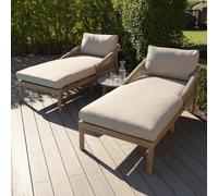 Martinique Garden Double Sunlounger Set - Light Brown