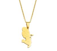 Martinique Map With Cities Name Pendant Necklaces Jewelry For Women Men(Gold Color,60cm)