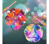 Martin's Lantern with Lantern Stick, Portable Multicoloured Lantern for Children, Lantern Rod Children, Self-Made Lantern Multicolour Lantern for St. Martin, Christmas, Children's Parties, Birthdays,