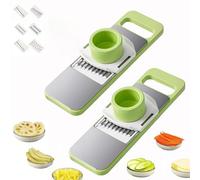 Martivex Slicer,6-in-1 Safeprep Mandoline Slicer,Multi-Purpose Kitchen Tool with 6 PCS Stainless Steel Blades, for Slicing, Shredding, Julienne & Waffle Cuts (2pcs)
