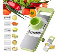 Martivex Slicer, Woyuosn 6-in-1 Safeprep Mandoline Slicer, Multi-Purpose Kitchen Tool with Stainless Steel Blades for Slicing, Shredding, Julienne, Waffle Cuts, Fruits, Cheese, and Vegetables (1pcs)