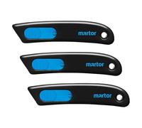 MARTOR Safety Knife with Blade retraction, SECUNORM SMARTCUT, Professional Cutters, Small, Light, for Right and Left Hander, Disposable (Pack of 3)