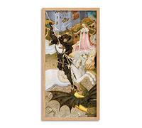 Martorell Saint George Killing Dragon Painting Horse Queen Long Framed Art Print Wall Poster 25x12 inch