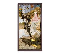 Martorell Saint George Killing Dragon Painting Horse Queen Long Framed Art Print Wall Poster 25x12 inch
