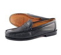 Marttely Castellanos Penny Loafers with Leather Soles Handmade Moccasins Black Size: 8 UK