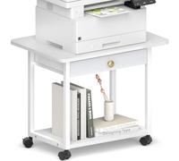 MARTY 22"x15.75" Large Printer Stand with Drawer,Rolling Cart Printer Table