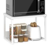 MARTY Kitchen Countertop Organizer Cabinet Shelf, 17x12.4 Large Spice Racks Counter Shelf Microwave Oven Rack Desktop Storage Organization for Kitchen, Office, Metal & Wood, White