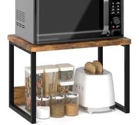 MARTY Kitchen Countertop Organizer Cabinet Shelf, 17x12.4 Large Spice Racks Counter Shelf Microwave Oven Rack Desktop Storage Organization for Kitchen, Office, Metal & Wood, Rustic Brown