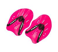 MARU Adult and Junior Swimming Hand Paddles, Equipment and Kit for Training aid in Pool, Build Strength, Easy to fit, for Novice and Professional Use, available in Green and Pink (Pink, One Size)