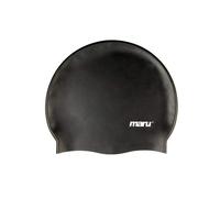 Maru Silicone Swim Cap Black - Smooth EasyFit Silicone Swimming Cap for Adults Kids One Size Fits All - Durable Swimming Hat for Speed Comfort Chl