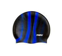 Maru Silicone Swim Cap BlackBlue - Smooth EasyFit Silicone Swimming Cap for Adults Kids One Size Fits All - Durable Swimming Hat for Speed Comfort