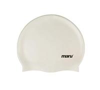 Maru Silicone Swim Cap (White) - Smooth, Easy-Fit Silicone Swimming Cap for Adults & Kids (One Size Fits All) - Durable Swimming Hat for Speed, Comfort & Chlorine Protection