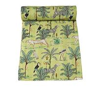 Marubhumi Quilts Indian Handmade Indian Traditional Blankets, Reversible, Animal Printed Vintage Kantha Quilt Throw, Comforter, Light Green - Twin (60 x 90 Inches)