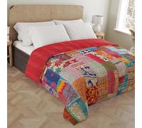 Marubhumi Quilts Indian Handmade Indian Traditional Blankets, Reversible, Indian Silk Sari Patchwork, Vintage Kantha Quilt, Comforter, Multicolor - Queen (90 x 108 Inches)