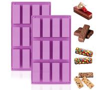 MARUKO 2Pcs Rectangle Silicone Mould, Christmas Thanksgiving,Homemade,Chocolate Bar Moulds, Cereal Bars Baking Mould for Chocolate Truffles Bread Brownie Cornbread Cheesecake Butter Mold (Purple)