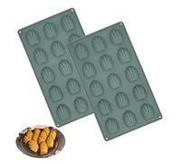 MARUKO Mini Madeleines Baking Tray,Christmas,Set of 2 Madeleine Tray, Madeleine Baking Mould, Non-Sticky Silicone Madeleine Mould,Homemade,15 Hole Cake Mould for Cake/Chocolate/Candy/Biscuits (Grey)