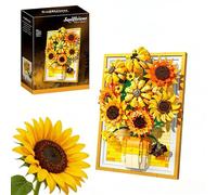 MARUKO Sunflowers Building Set,Building Blocks UK,1011 Pieces, 3D Wall Art, Bouquet Vase, DIY, Creative Plant Decoration Set, Home Decoration, New Year, Gifts for Women