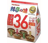 Marukome Miso Ryotei no Aji Soup 4 Flavours, Pack of 36 Japanese Instant Miso Soups (Wakame Seaweed, Green Onions, Tofu, Aburaage)