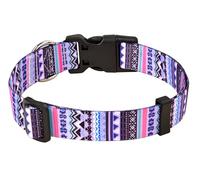 MarukoPet Dog Collar, Adjustable for Small Medium Large Dogs Puppy, Cute Design with Bohemia Floral Tribal Geometric Patterns Boys Girls Dog Collar(Purple Bohemia-S)