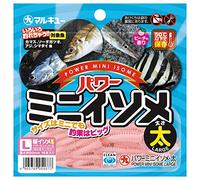 MARUKYU Worm Power Mini Isome Thick Cherry Blossom Iso (Luminous) - 16pcs (S (2/0), Pink) - Fishing Lure - Hook