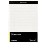 Maruman Mnemosyne Legal Pad- A5, 8.27" x 5.83", 50 Sheets / 100 Pages, 8mm Wide Ruled Refill Notepad, Perforated Pages, Vertical Binding, With Paper Made in Japan